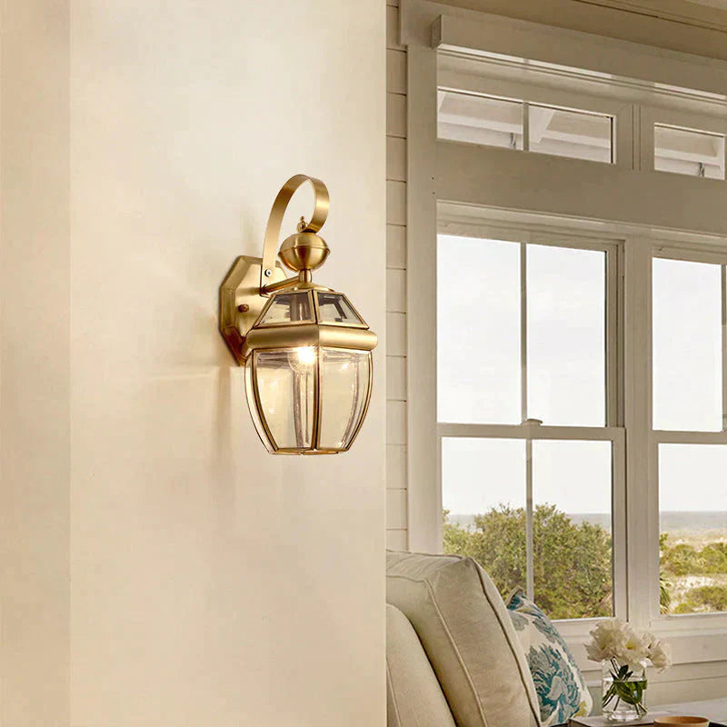 Éva's Country Style Outdoor Copper Wall Lamp - Charming Balcony and Staircase Lighting
