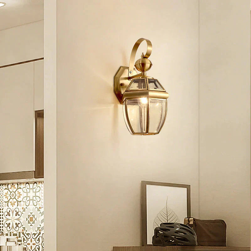 Éva's Country Style Outdoor Copper Wall Lamp - Charming Balcony and Staircase Lighting