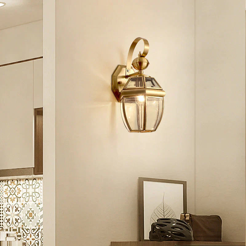 Éva's Country Style Outdoor Copper Wall Lamp - Charming Balcony and Staircase Lighting