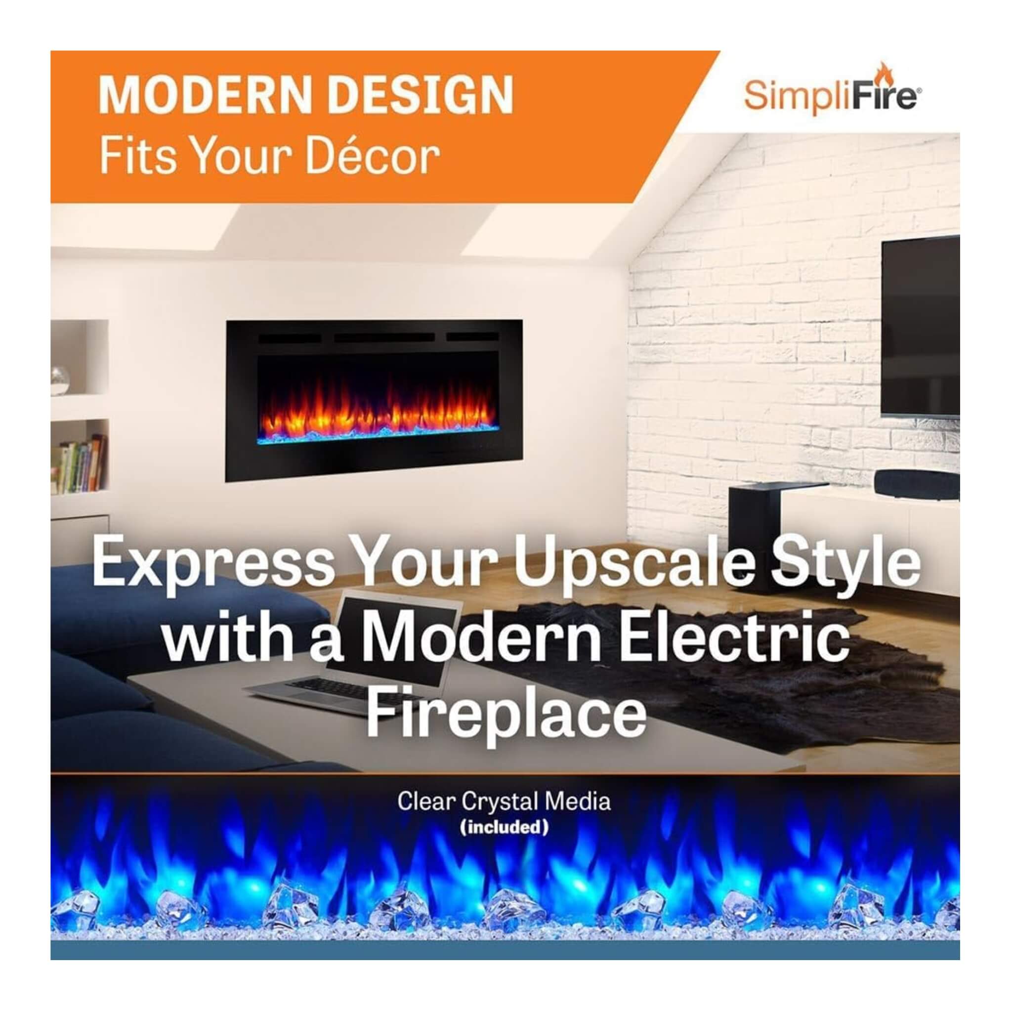Simplifire Allusion Recessed Linear Electric Fireplace [SF-ALL48/50/60-BK] (SAK13256)