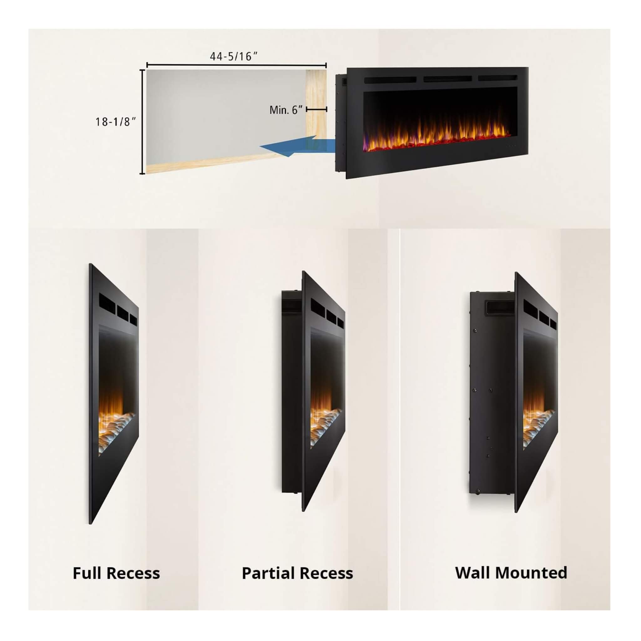 Simplifire Allusion Recessed Linear Electric Fireplace [SF-ALL48/50/60-BK] (SAK13256)