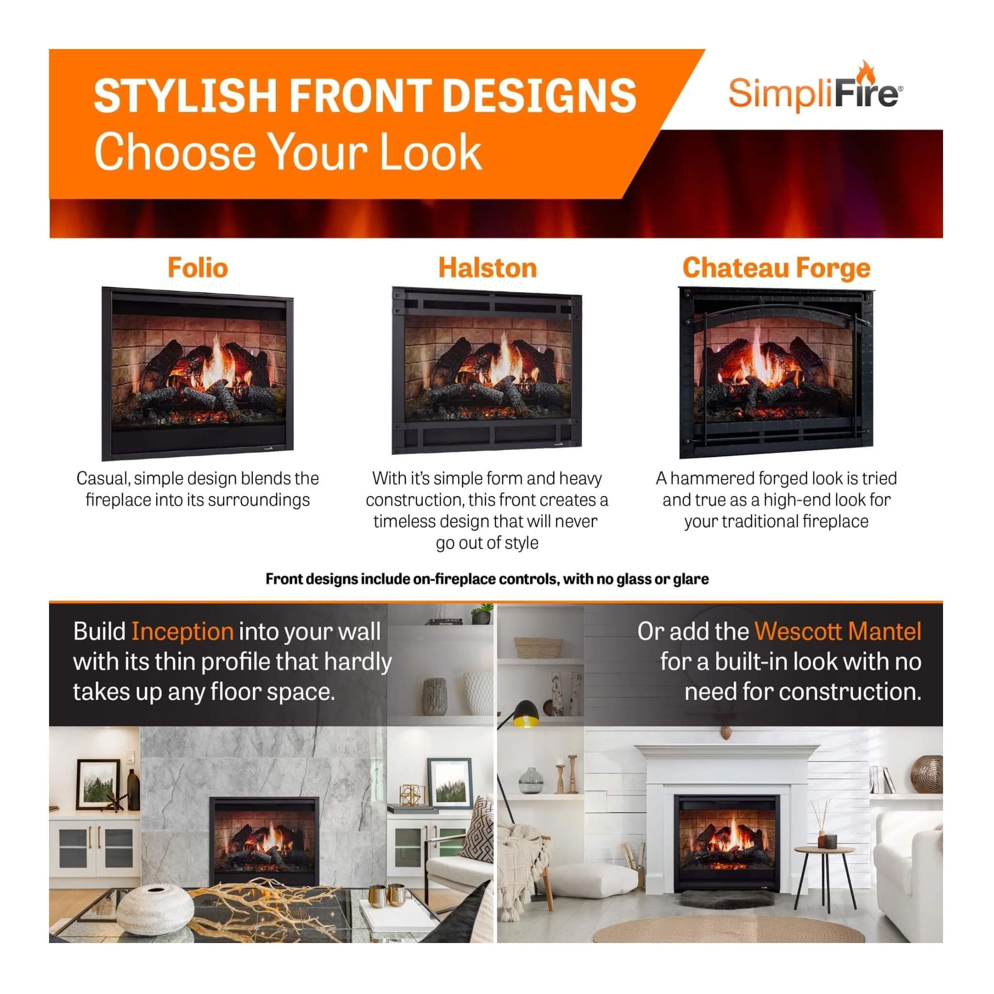 SimpliFire Inception 36" Traditional Electric Fireplace [SF-INC36] (SAK87541)