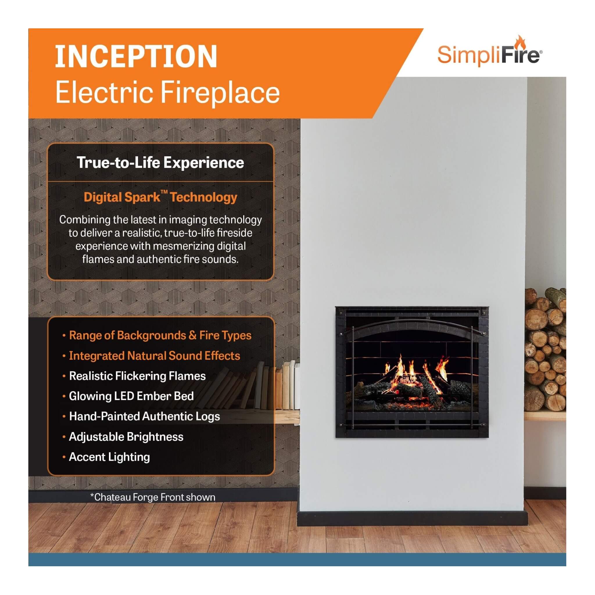 SimpliFire Inception 36" Traditional Electric Fireplace [SF-INC36] (SAK87541)