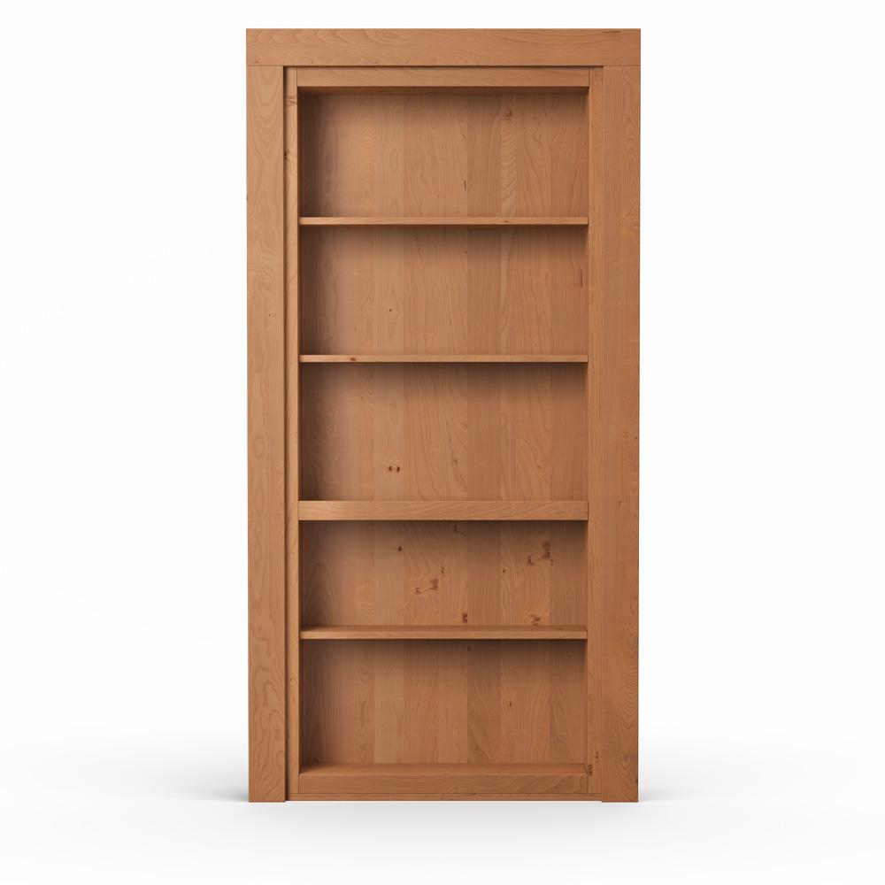 Single Flush Mount Hidden Knotty Alder Bookcase Door