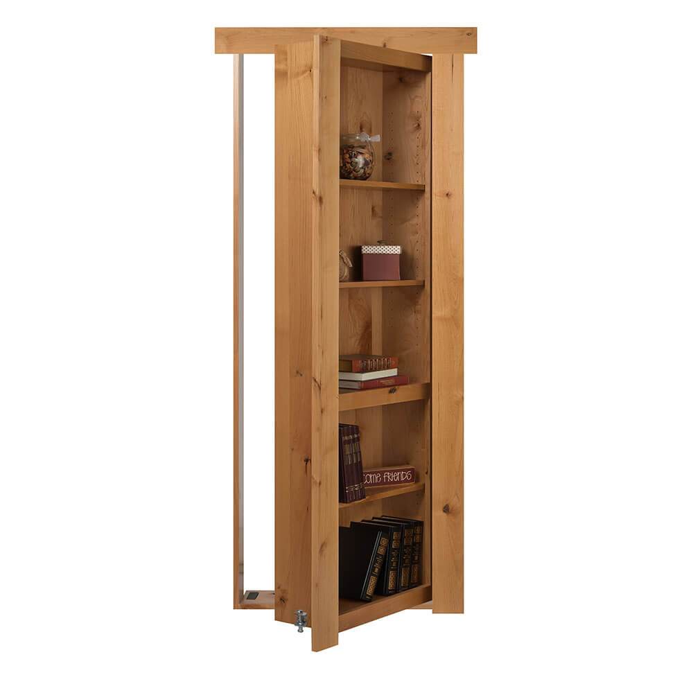 Single Flush Mount Hidden Knotty Alder Bookcase Door
