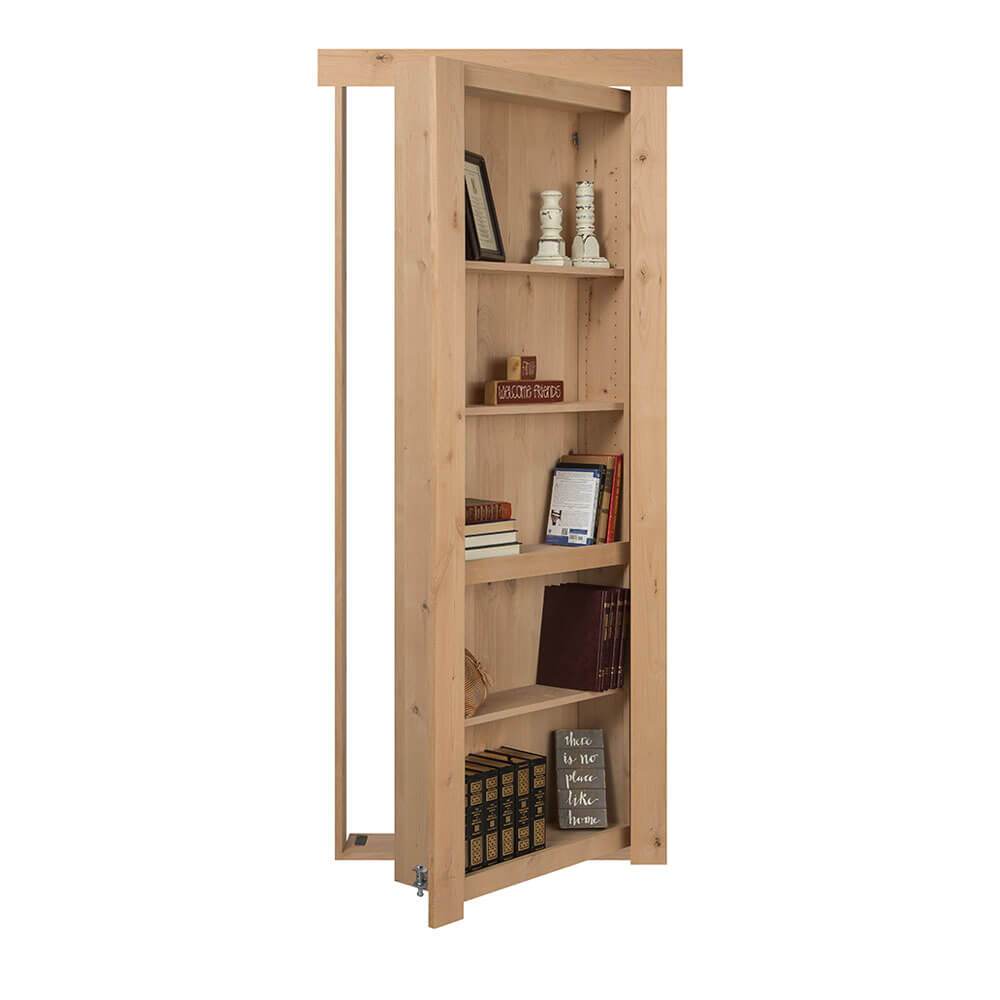 Single Flush Mount Hidden Knotty Alder Bookcase Door