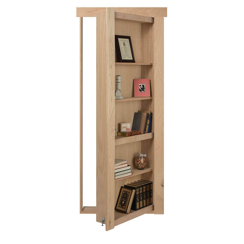 Single Flush Mount Oak Hidden Bookcase Door