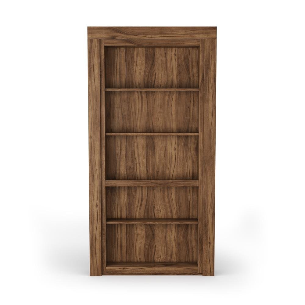 Single Flush Mount Walnut Hidden Bookcase Door