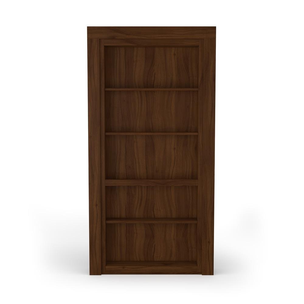 Single Flush Mount Walnut Hidden Bookcase Door