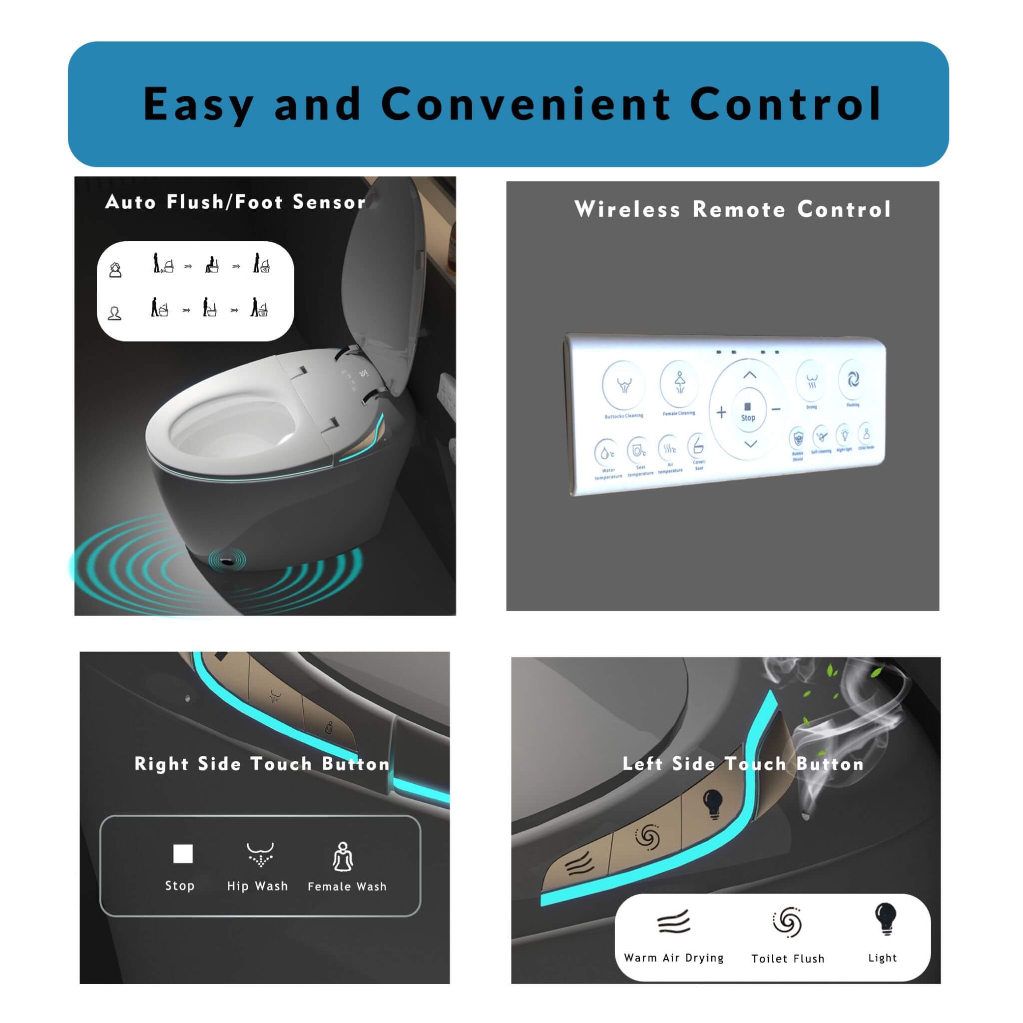 Nuvia Smart One-Piece Toilet With Bidet, Foot Sensor, LED Display And Dryer (SAK80112)