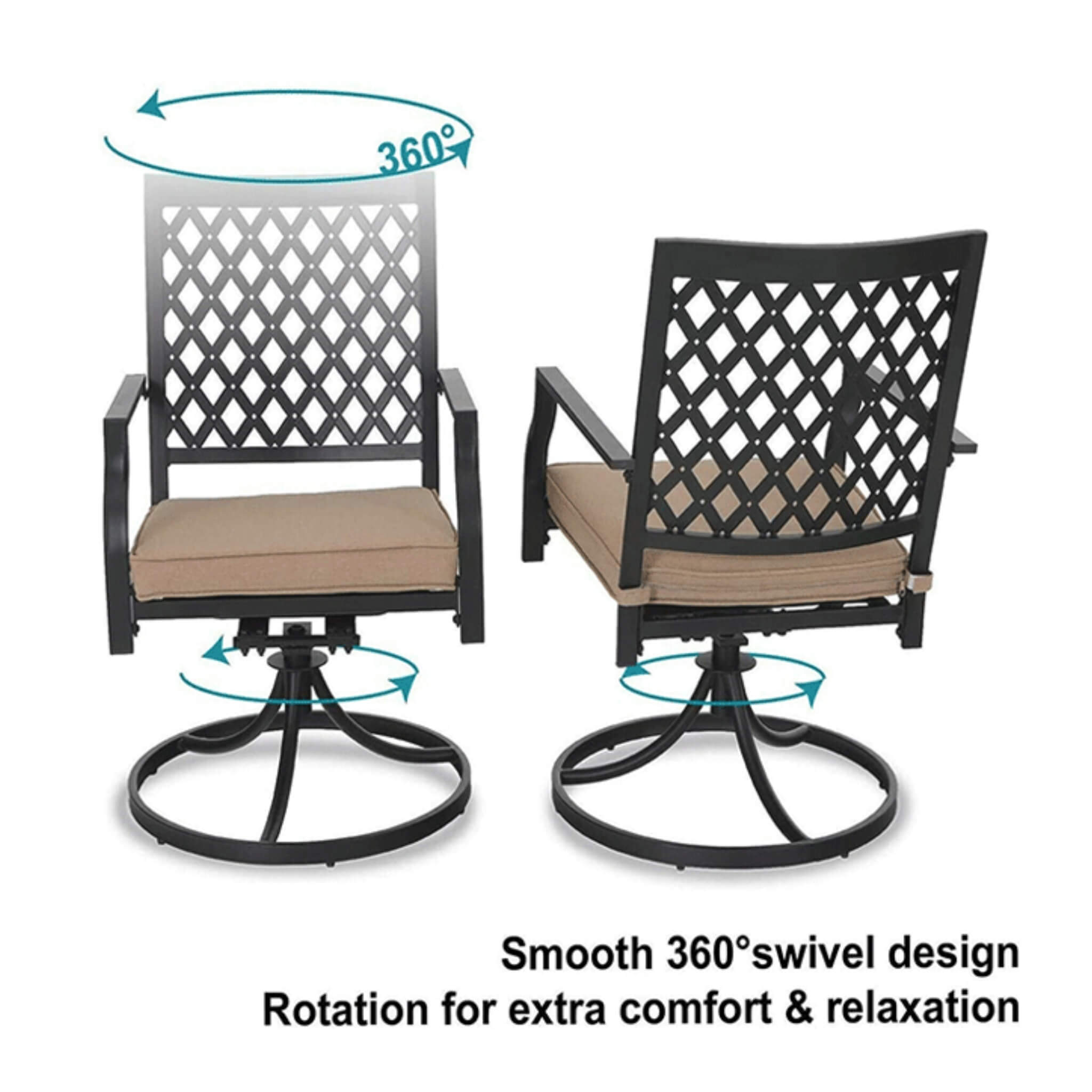 Sophia & William Outdoor Gas Fire Pit Table Set W/ Cushioned Swivel Dining Chairs, 5PCS (SAK63872)
