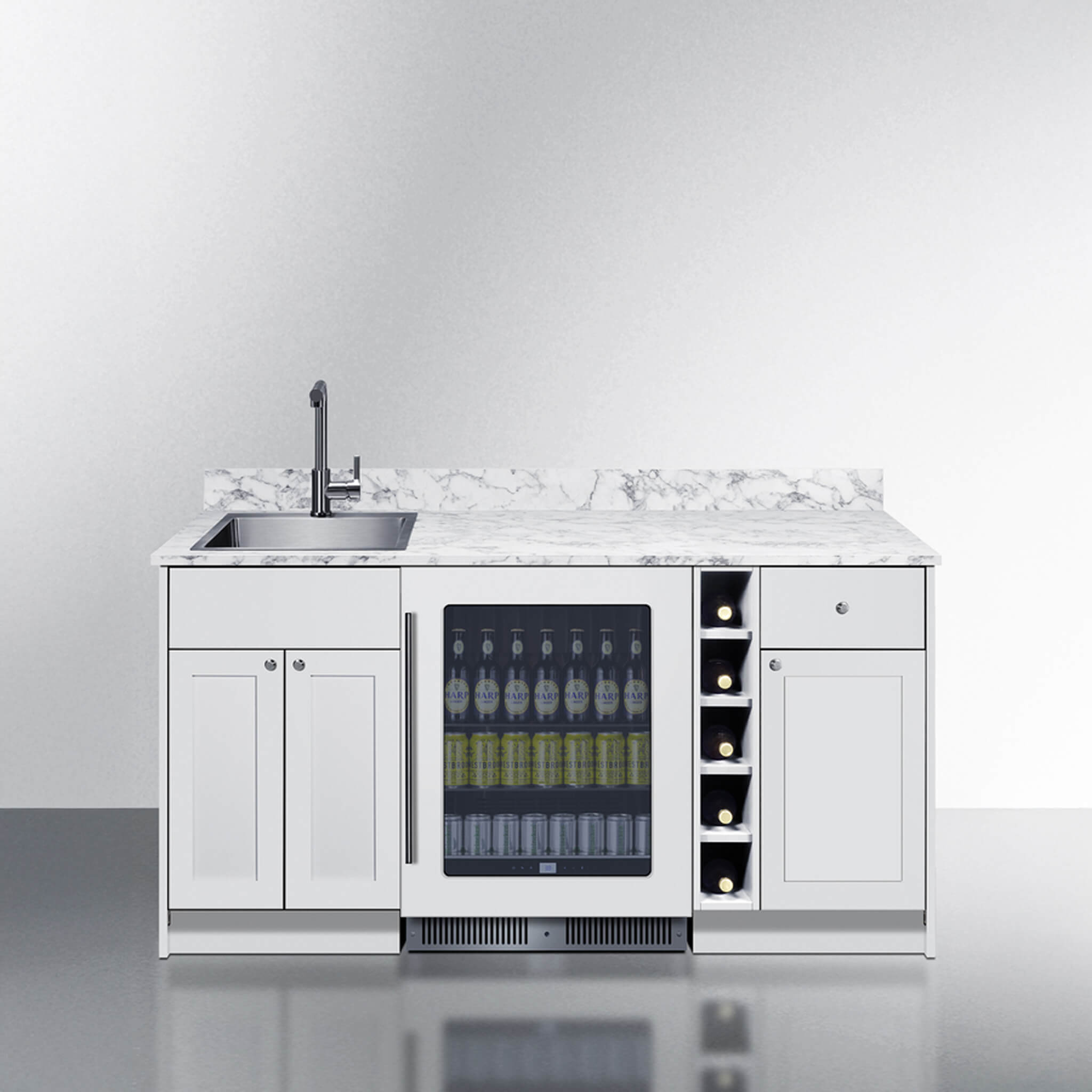 Summit Oasis Wet Bar Kitchenette With Countertop, Beverage Center, And Fully Assembled Cabinetry [OASISWH35] (SAK19178)