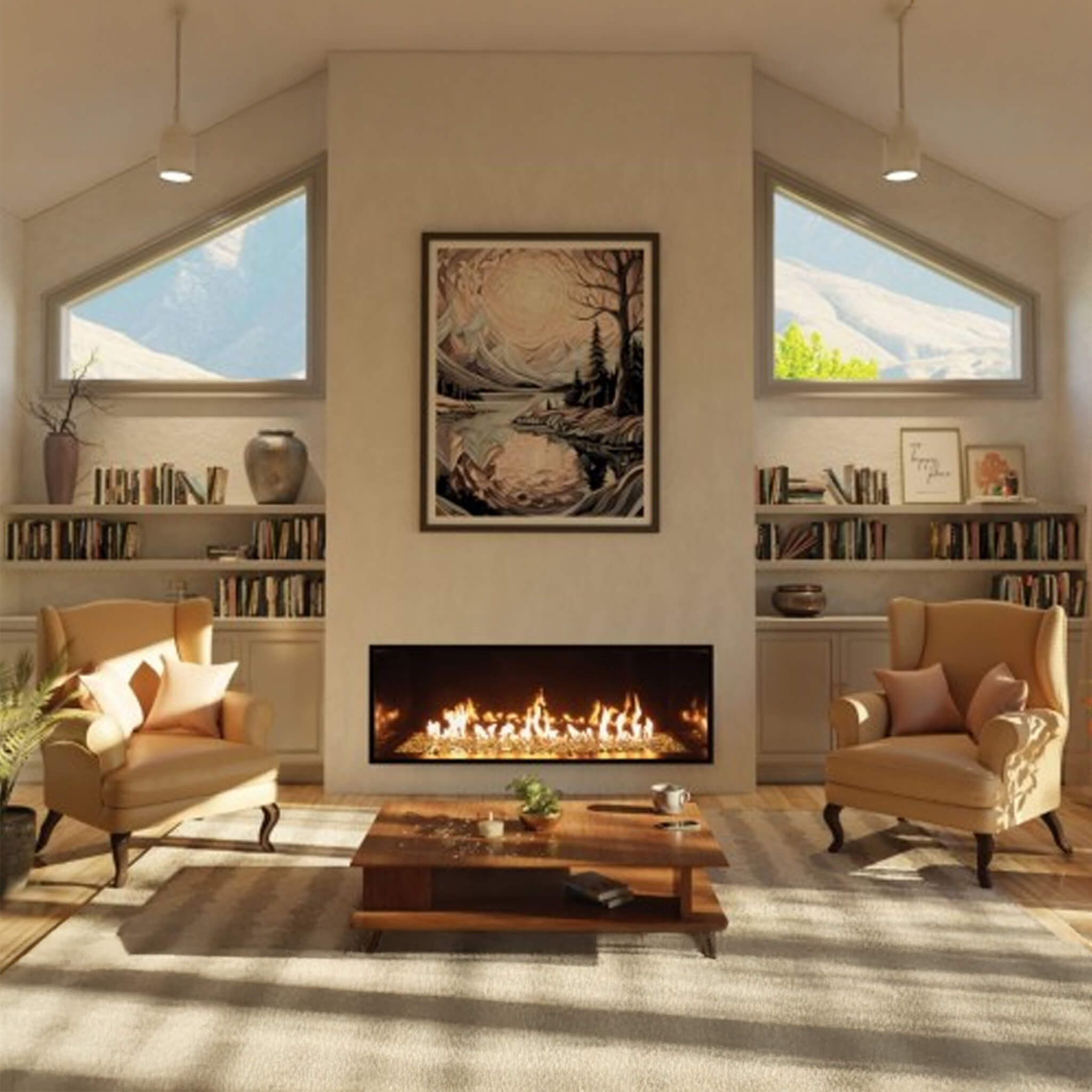 Summit 72-Inch Linear Fireplace With Bedrock [SML-72BR] (SAK92081)