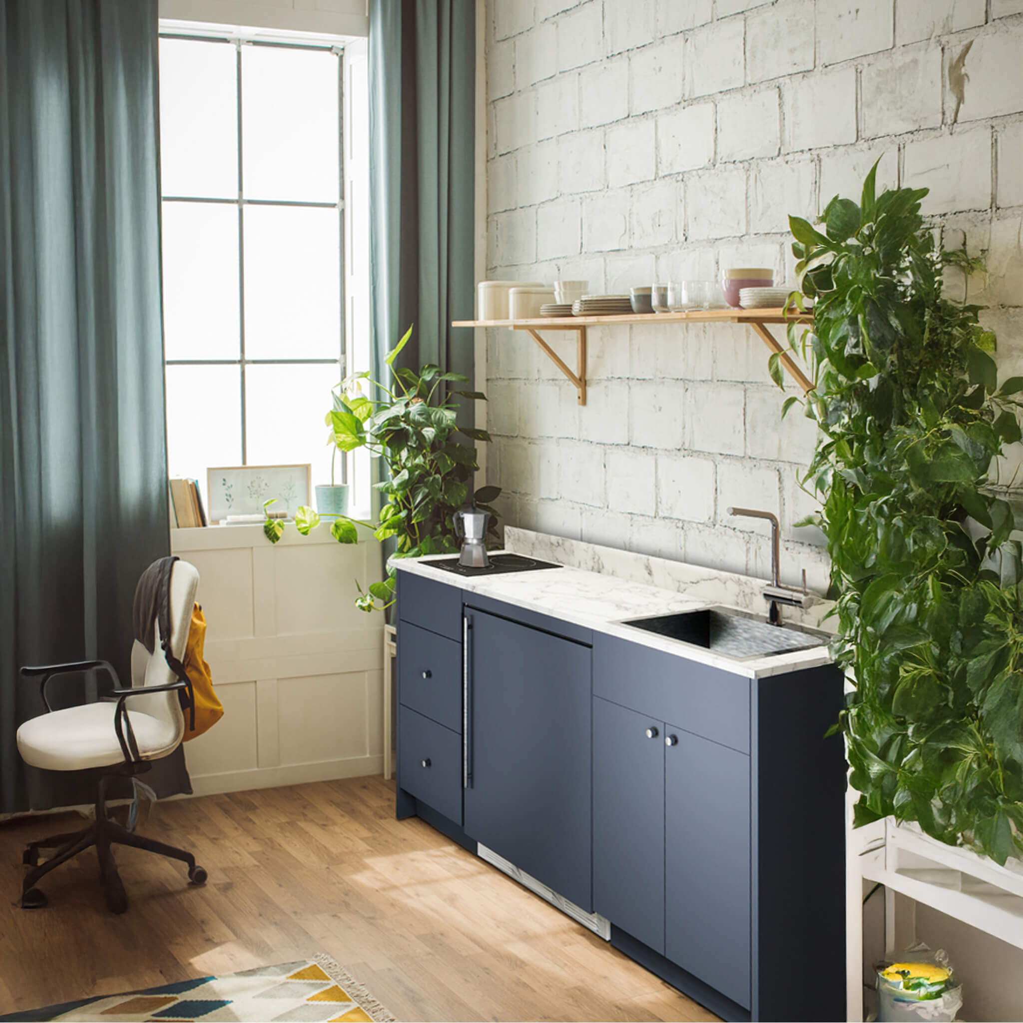 Summit Turnkey Caldera Kitchenette With A Cooktop, Refrigerator-Freezer, Sink, And Pre-Installed Cabinetry [CALDERAWH35] (SAK73248)