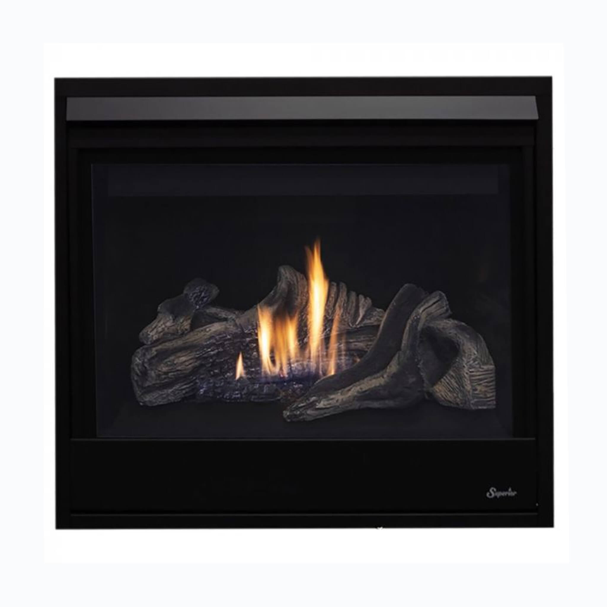 Superior Fireplaces 40-Inch Contemporary Black Glass Direct Vent Natural Gas Fireplace With Battery Back Up [DRC3040DEN-B] (SAK40523)