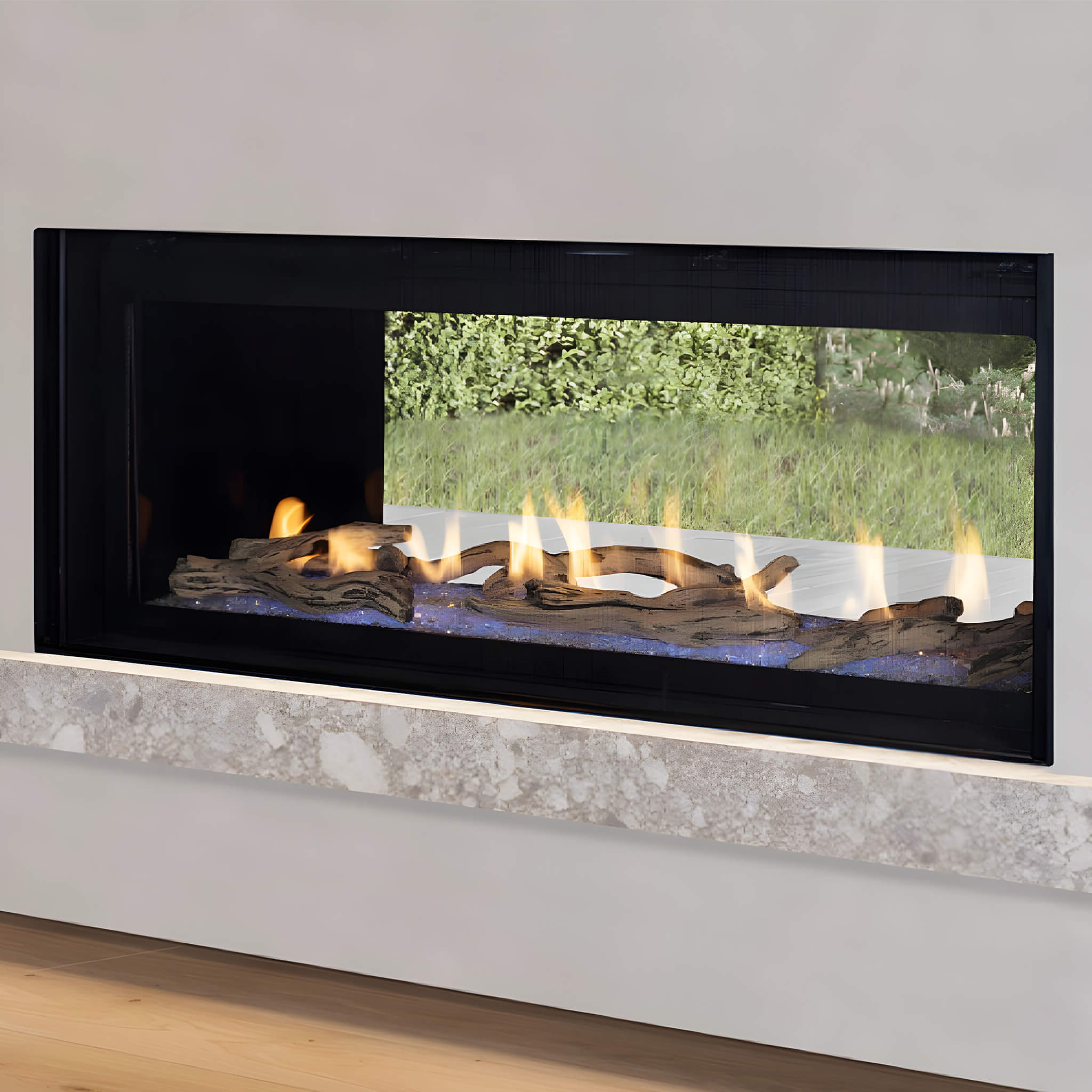 Superior Fireplaces 84-Inch Linear Direct Vent Electric Ignition Natural Gas Fireplace With Screen Barrier [DRL6084TEN] (SAK15198)