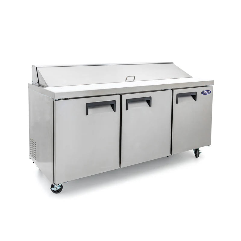 Grista Refrigerated Salad/Sandwich Prep Table, Three Doors, 70", in Stainless Steel
