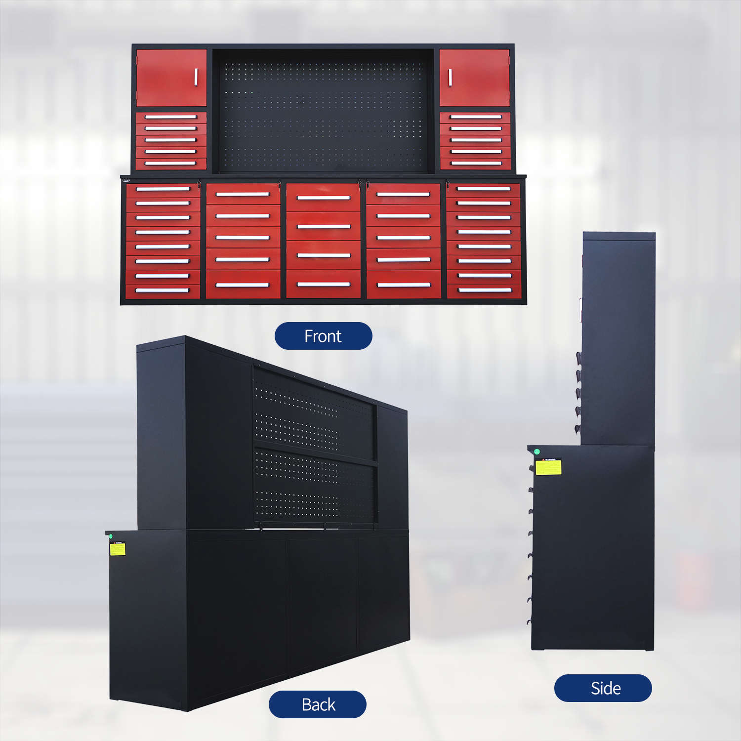 10ft Workbench Cabinet(40 Drawers, 2 Cabinets & 1 Pegboard)