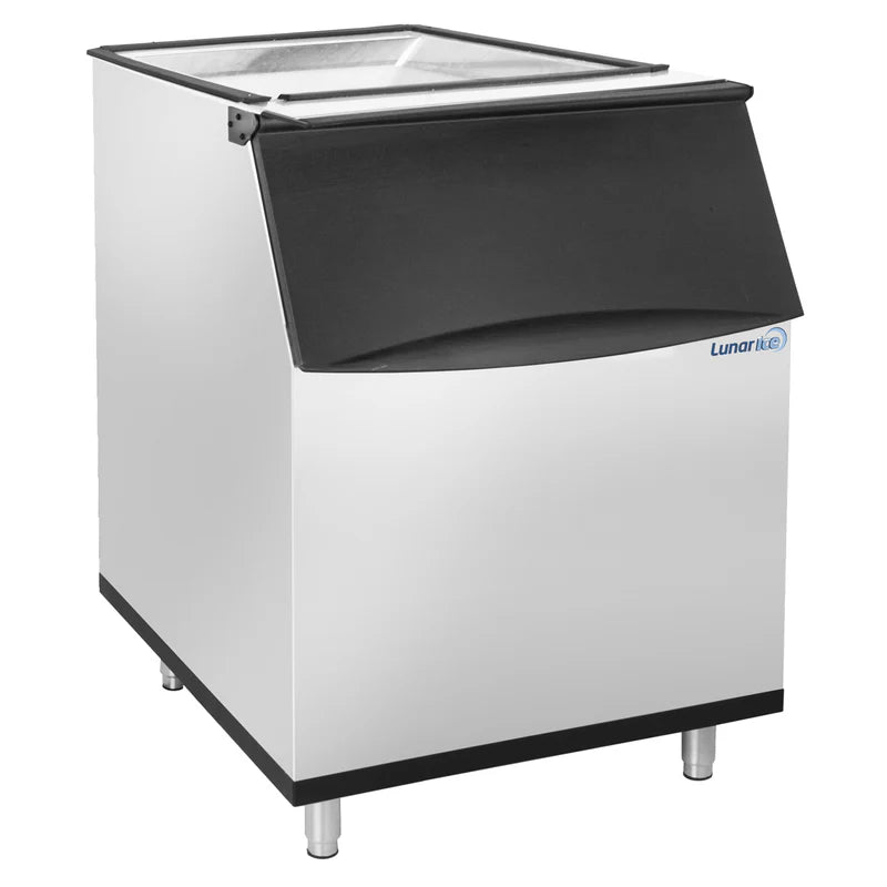 Lunar Ice Storage Bin, 22"W, 470 lb Storage Capacity, in Stainless Steel with Black Trim