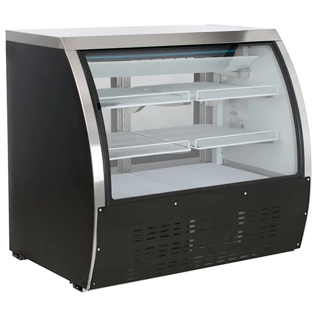 U-Star Curved Glass Refrigerated Deli Case, 48"W, 15.5 cu ft Storage Capacity, in Black