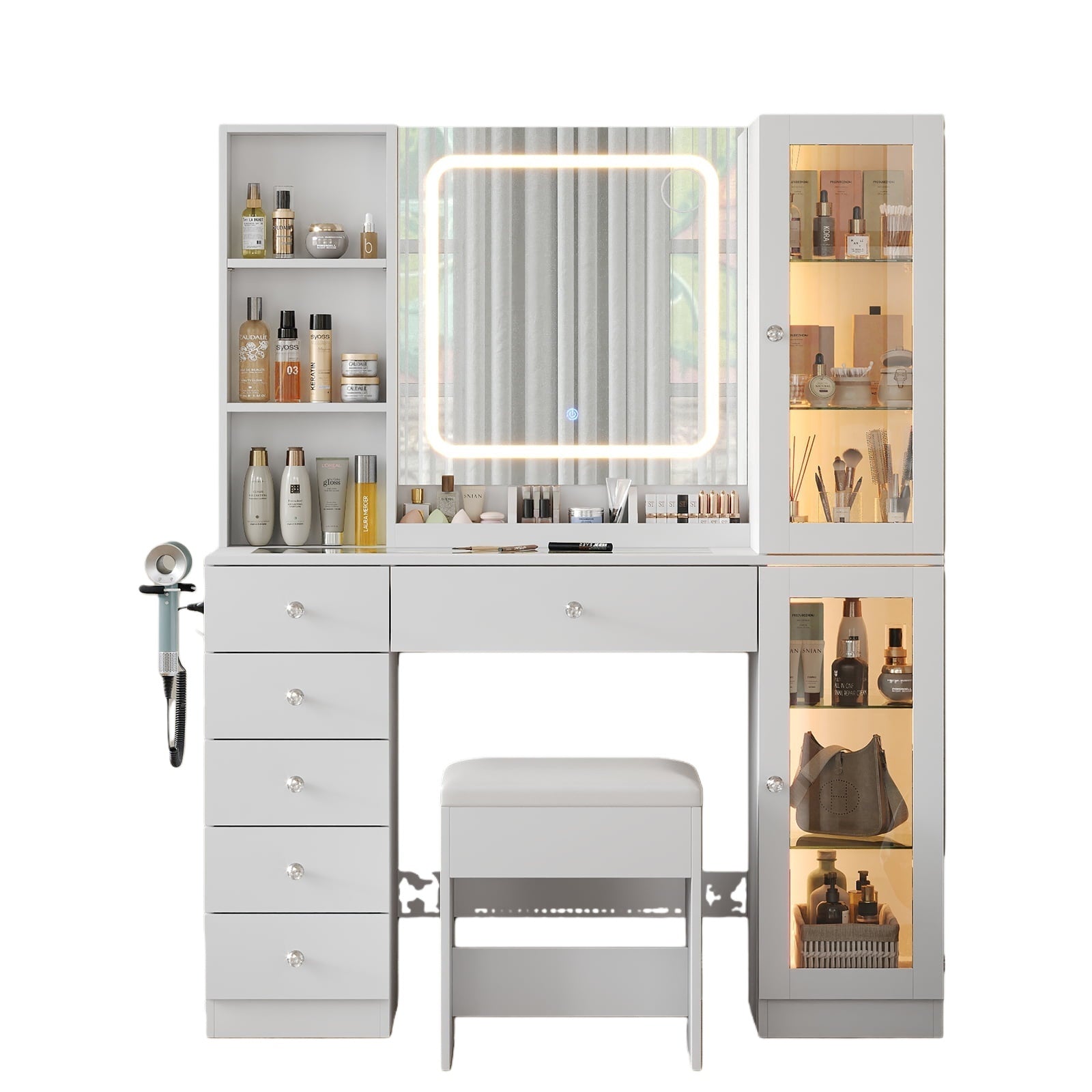 Vektaya US-VD036 Bedroom Makeup Vanity desk with mirror, 6 Drawers