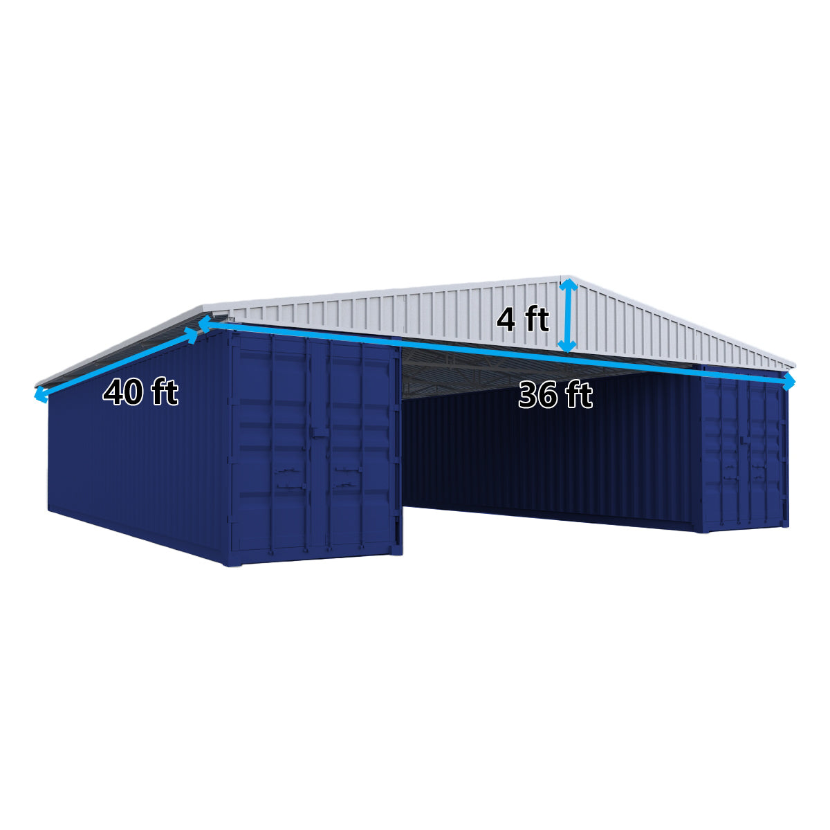 W36'xL40'xH4' Steel Shipping Container Roof Kit