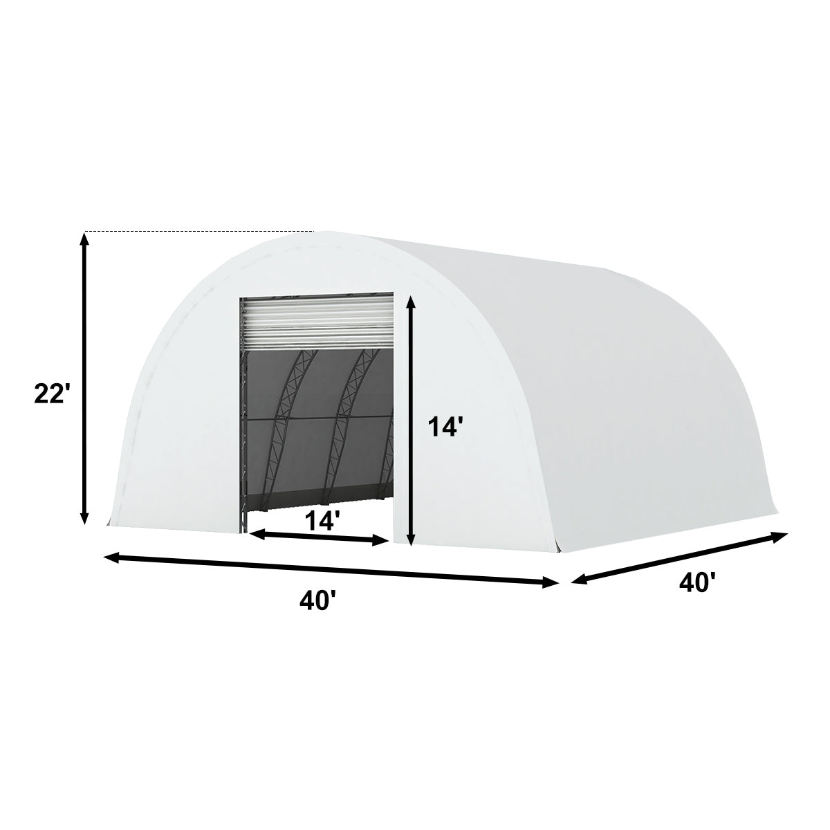 W40'xL40'xH22' Double Truss Storage Shelter, Reinforced Series