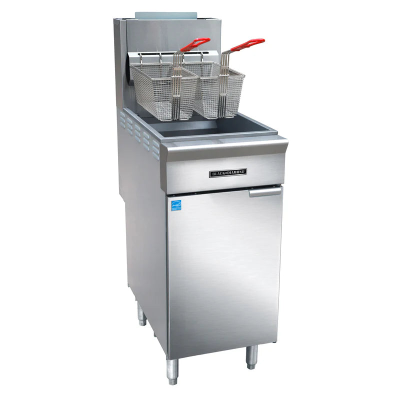 Black Diamond Energy Star Gas Deep Fryer, Liquid Propane, 35 lb, 65K BTU, in Stainless Steel