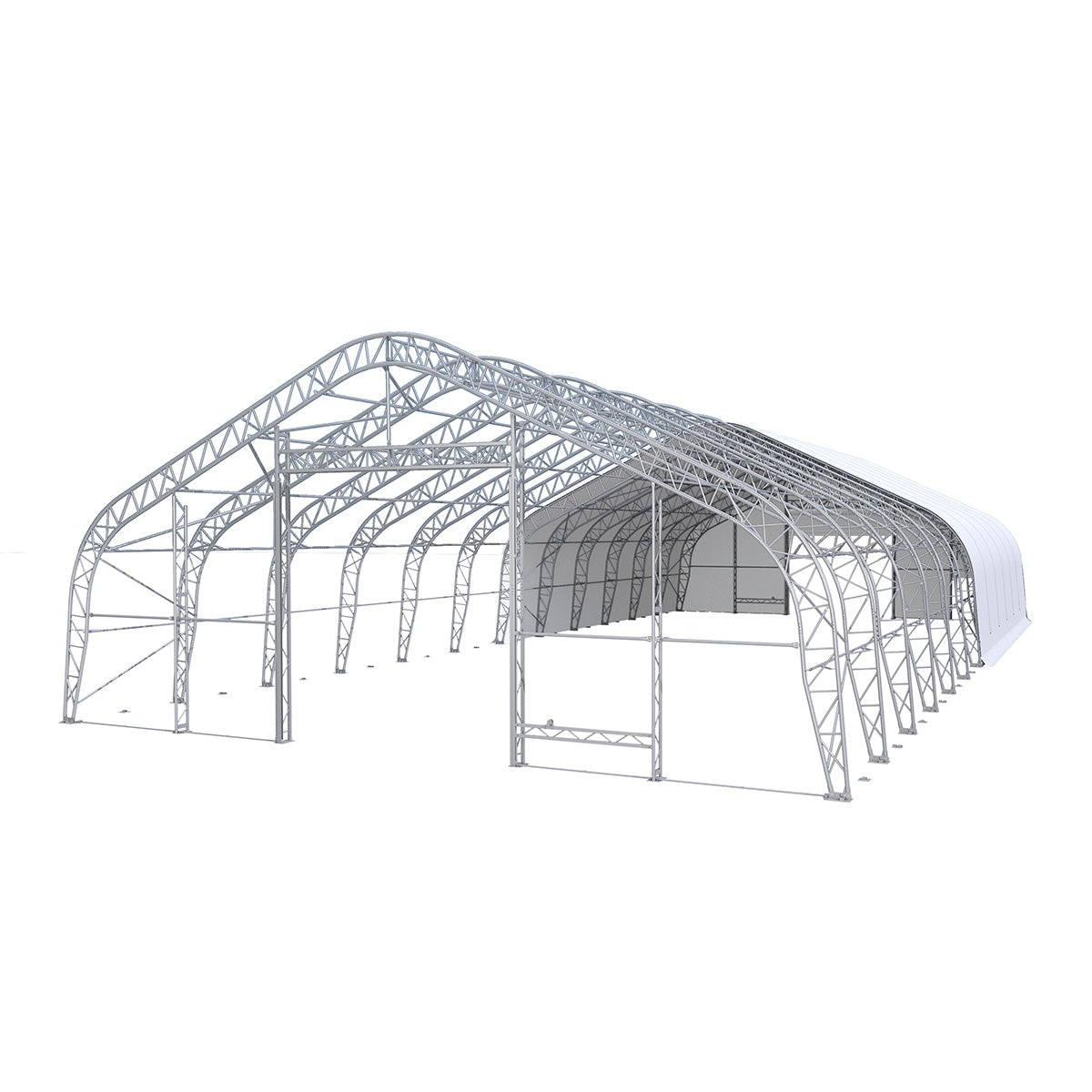 W60'xL120'xH27' Double Truss Storage Shelter, Reinforced Series