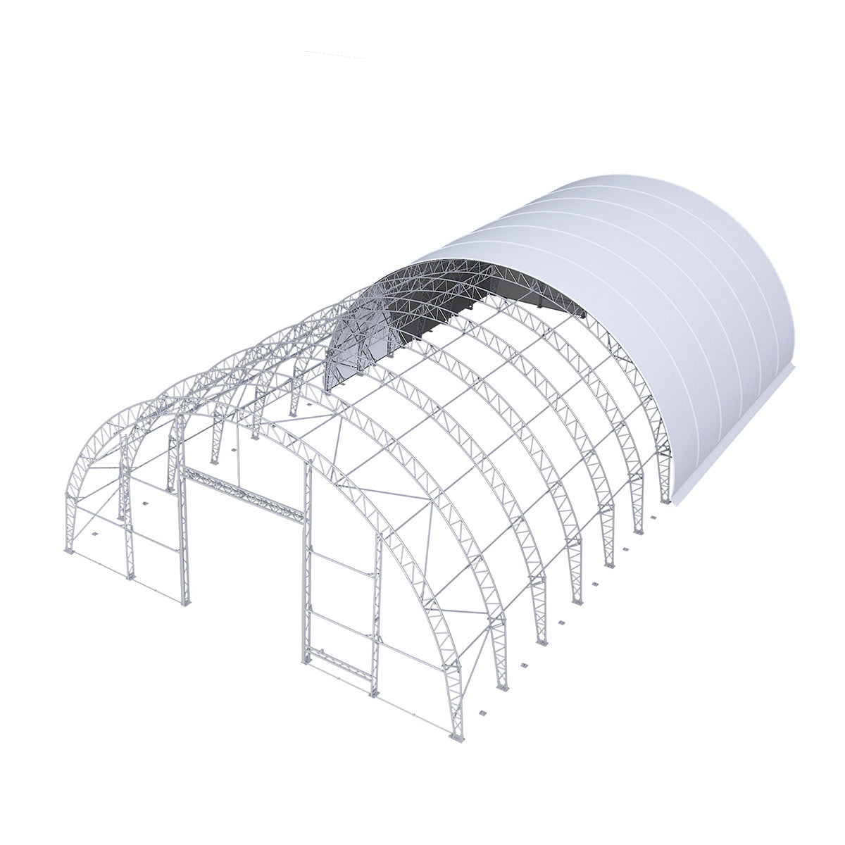 W60'xL120'xH30' Double Truss Storage Shelter, Reinforced Series