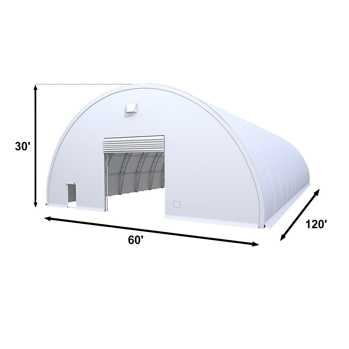 W60'xL120'xH30' Double Truss Storage Shelter, Reinforced Series
