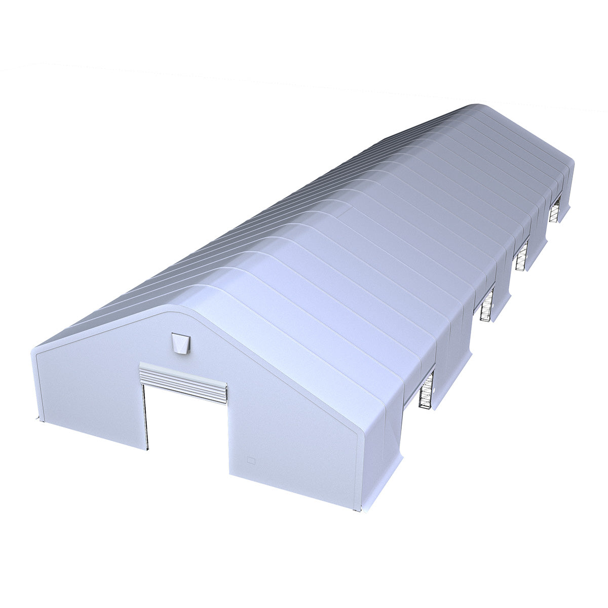 W70'xL200'xH32' Double Truss Storage Shelter, Reinforced Series with 4 Side Doors