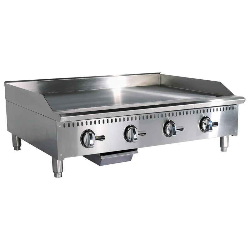 Black Diamond 48" Heavy Duty Thermostatic Gas Griddle, 4 Burners, in Stainless Steel