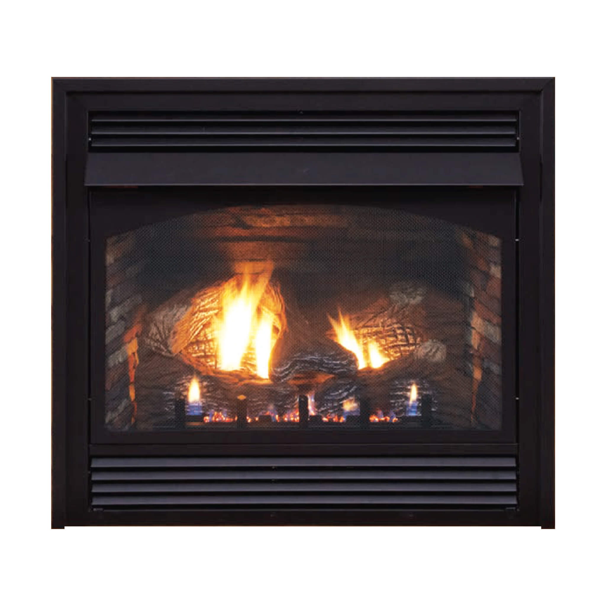 White Mountain Hearth VAIL 26" Vent-Free Propane/Natural Gas Fireplace With Outer Frame, Hood, Louvers & Log Set (SAK42581)