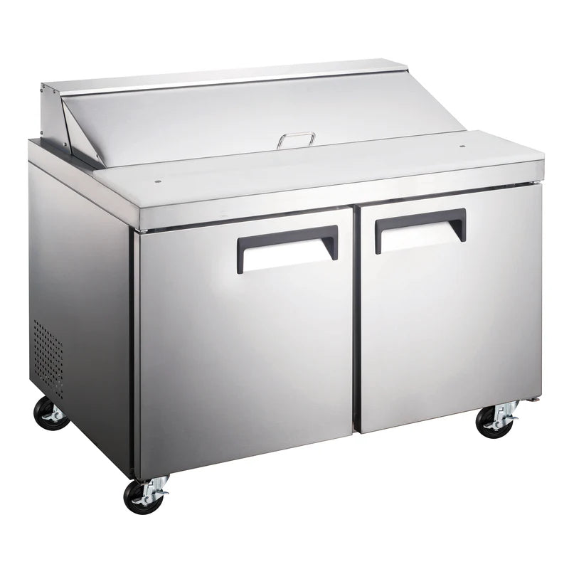 U-Star Refrigerated Salad/Sandwich Prep Table, Two Solid Doors, in Stainless Steel