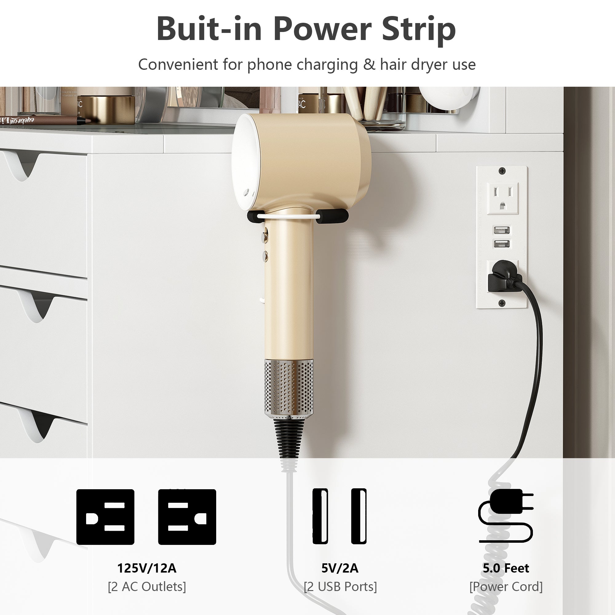 Vektaya US-VD008 Bedroom Makeup Vanity desk with LED Mirro, 15 Drawers