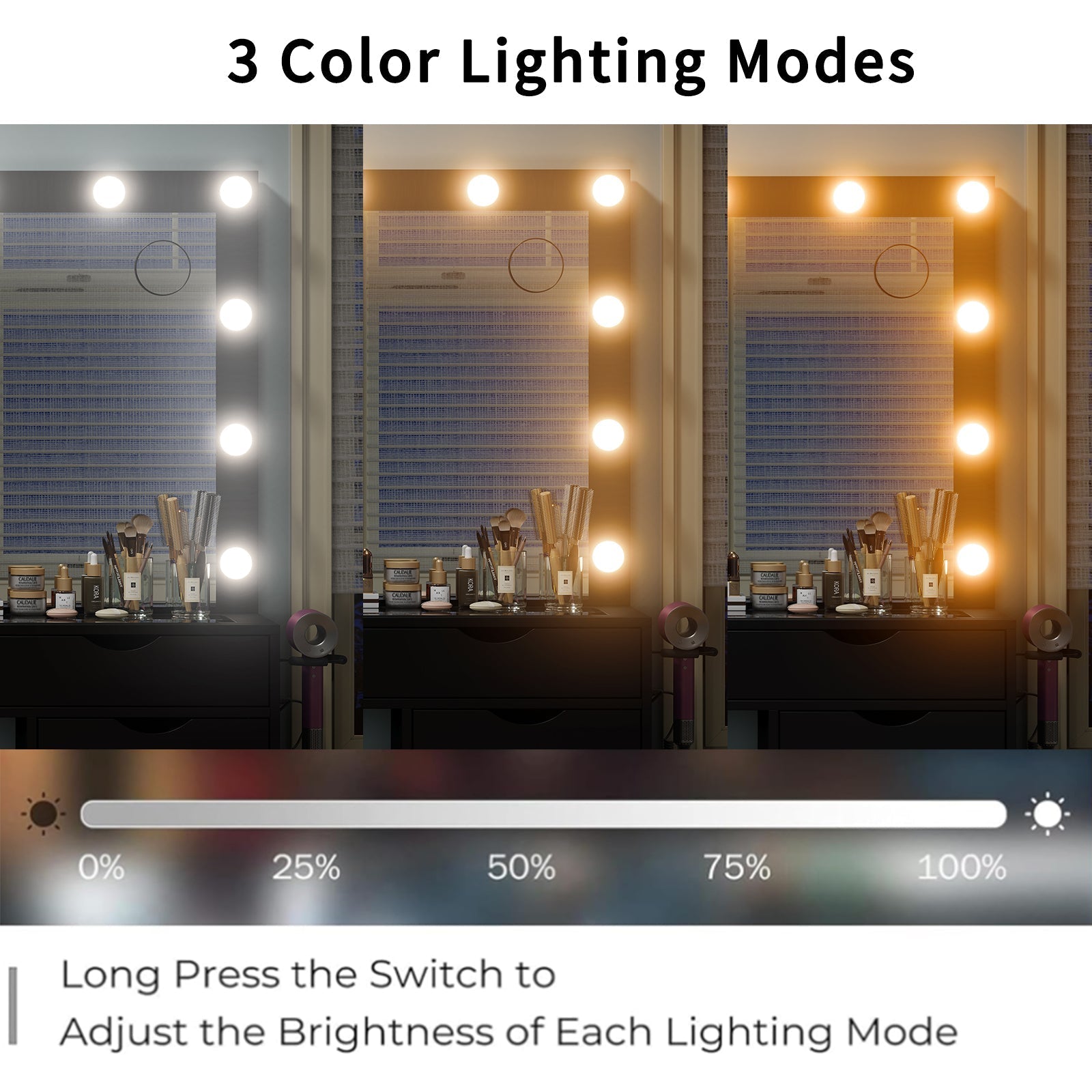 Vektaya US-VD008 Bedroom Makeup Vanity desk with LED Mirro, 15 Drawers