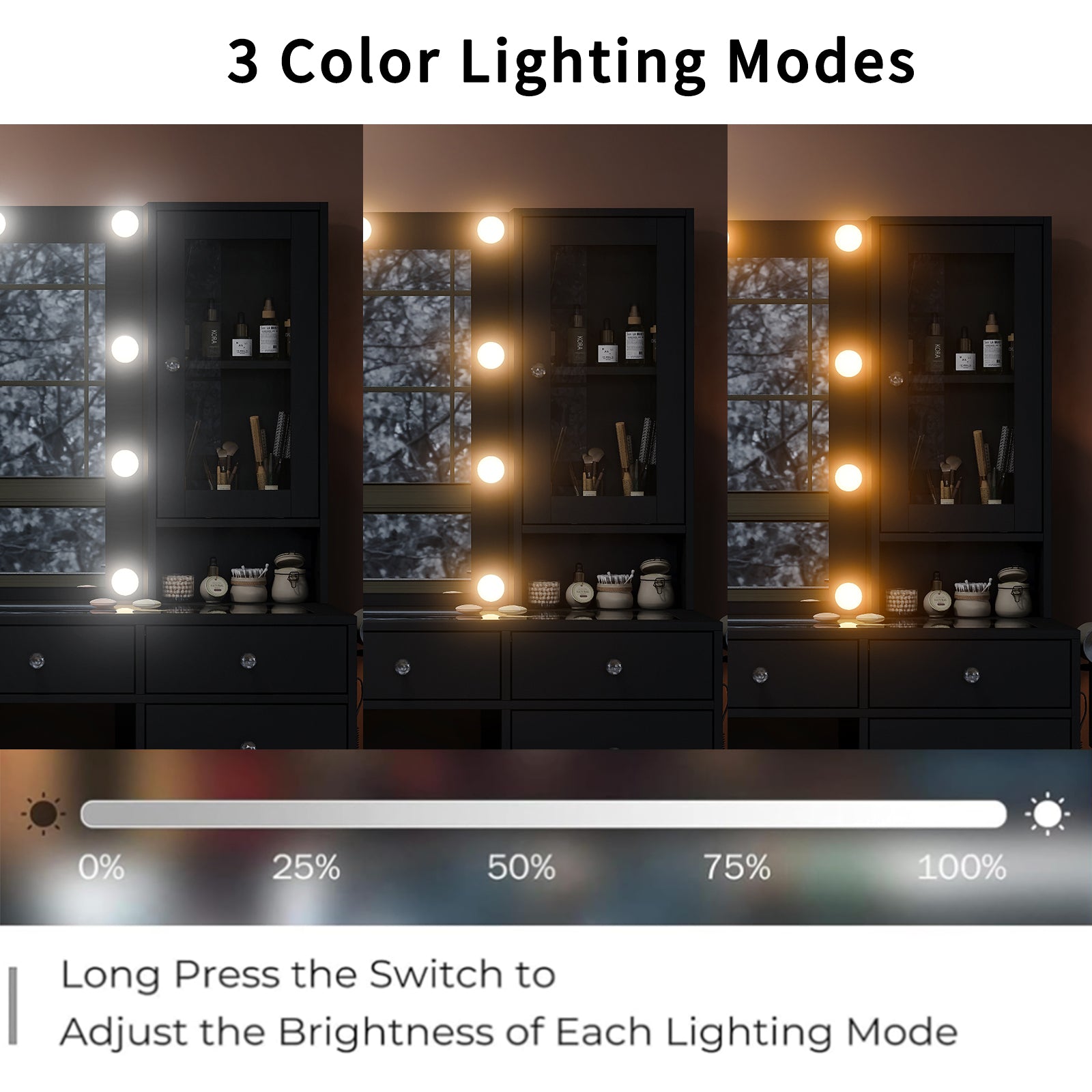Vektaya US-VD012 Bedroom Makeup Vanity desk with LED Mirror, 12 Drawers