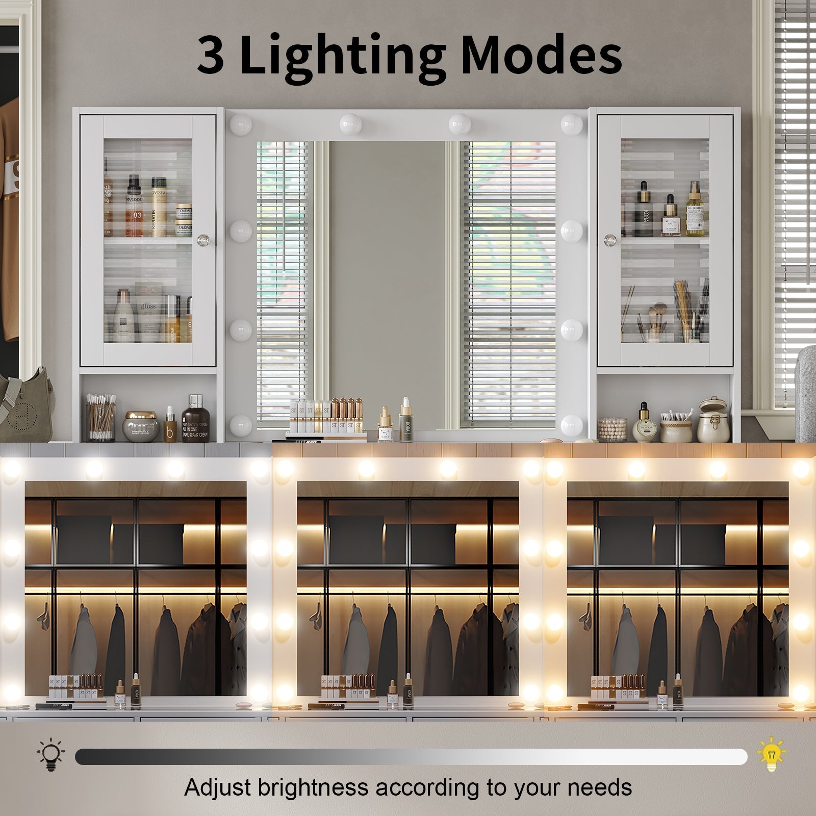 Vektaya US-VD012 Bedroom Makeup Vanity desk with LED Mirror, 12 Drawers