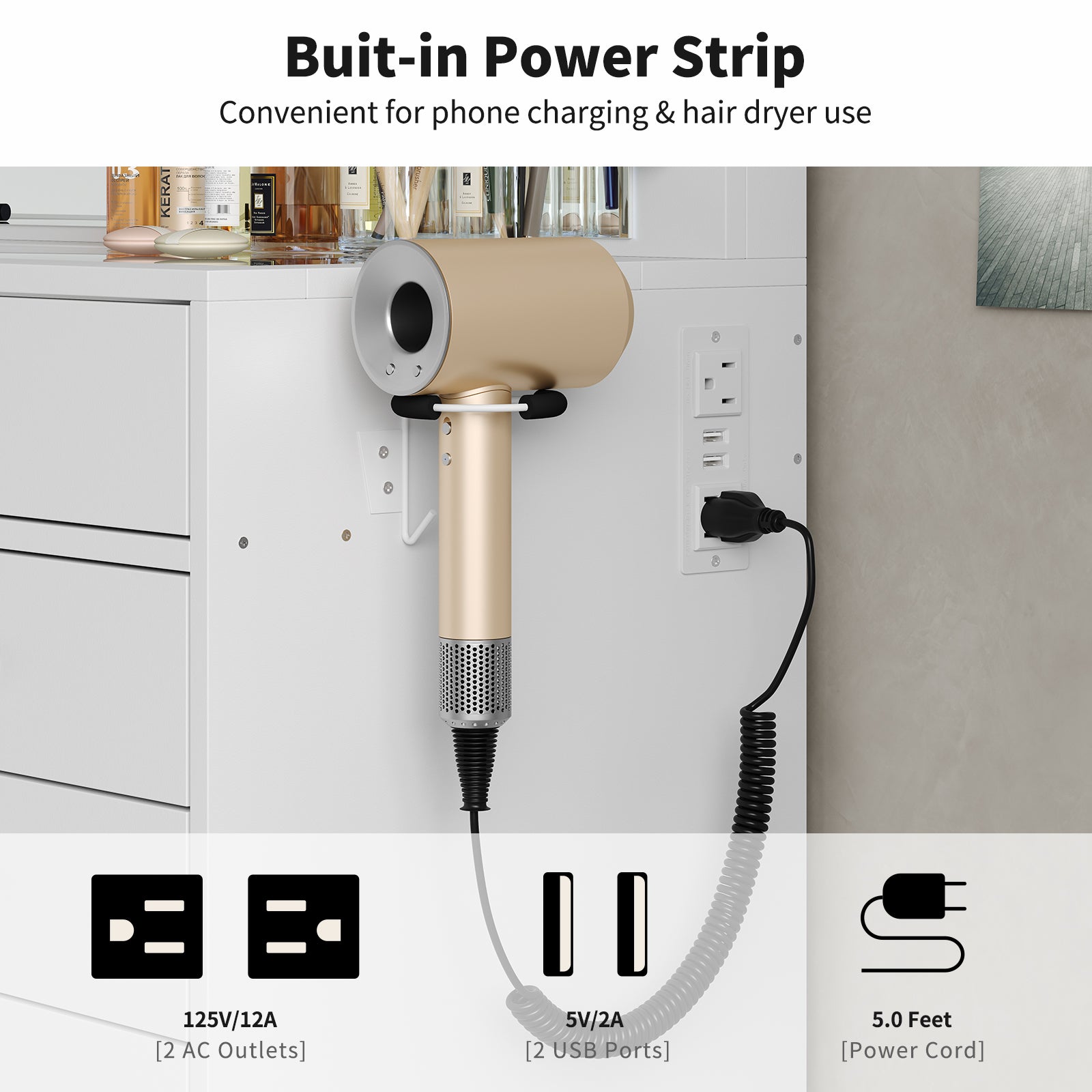 Vektaya US-VD016 Bedroom Makeup Vanity desk with LED Mirror, 13 Drawers