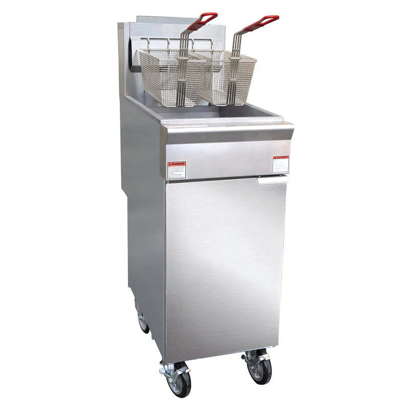 Black Diamond Gas Deep Fryer, Liquid Propane, 40 lb, 90K BTU, in Stainless Steel