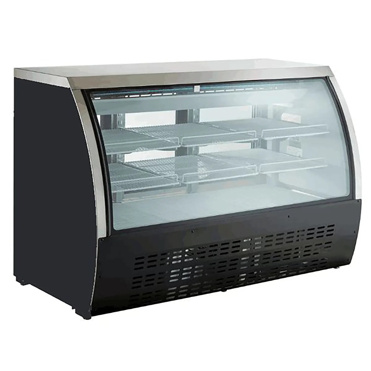 U-Star Curved Glass Refrigerated Deli Case, 64"W, 21.9 cu ft Storage Capacity, in Black