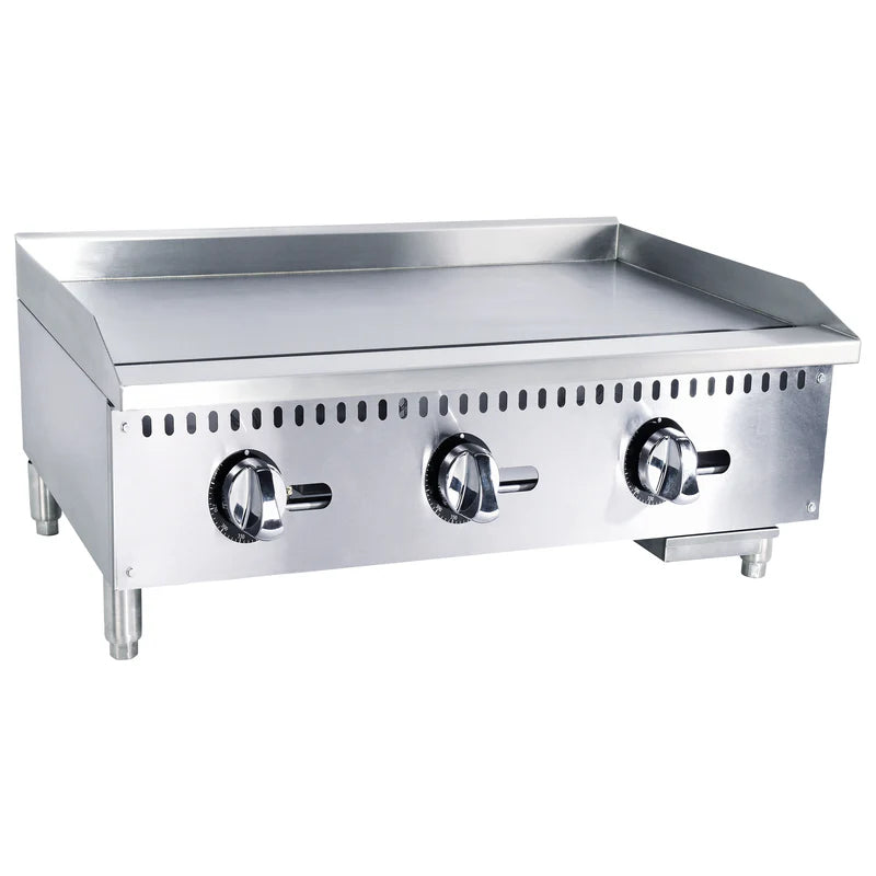 Black Diamond 36" Standard Series Gas Griddle, 3 Burners, in Stainless Steel